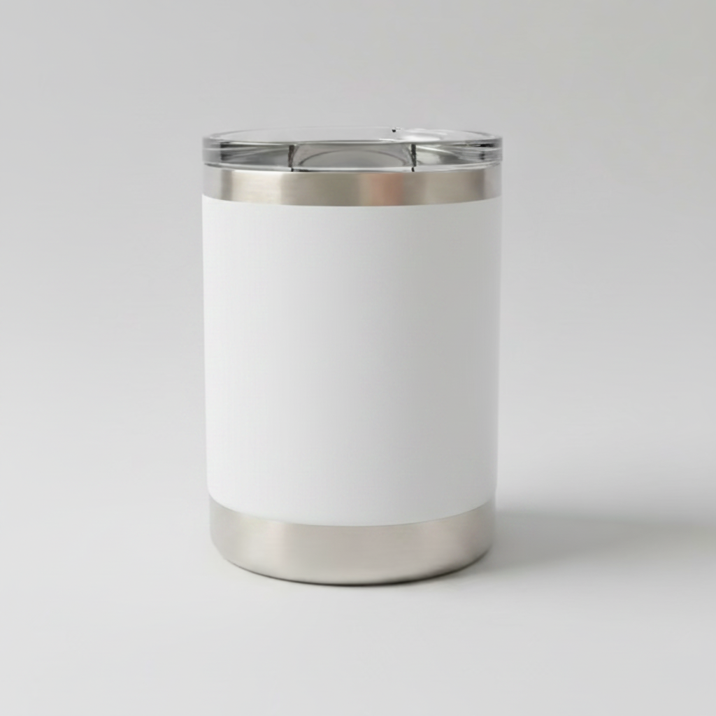 Custom Laser-Engraved 10 oz Lowball Tumbler – White