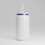 Custom Laser-Engraved 16 oz Blue Plated Tumbler – White