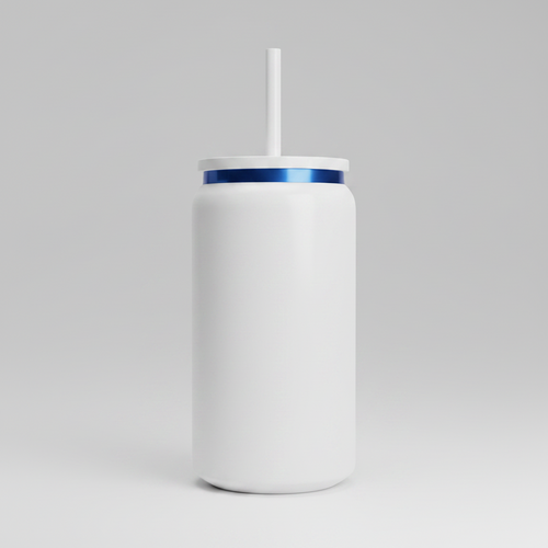Custom Laser-Engraved 16 oz Blue Plated Tumbler – White