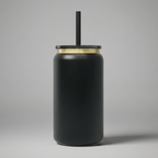 Custom Laser-Engraved 16 oz Gold Plated Tumbler – Black
