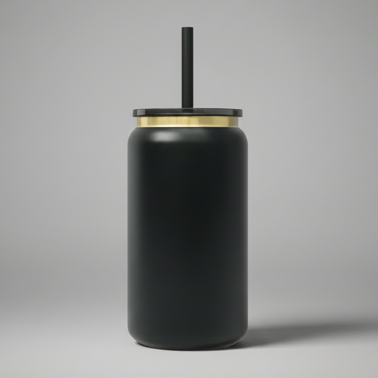 Custom Laser-Engraved 16 oz Gold Plated Tumbler – Black