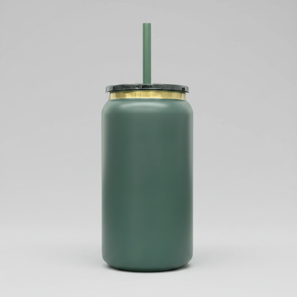 Custom Laser-Engraved 16 oz Gold Plated Tumbler – Forest Green