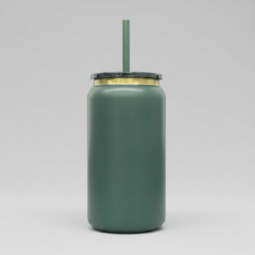 Custom Laser-Engraved 16 oz Gold Plated Tumbler – Forest Green