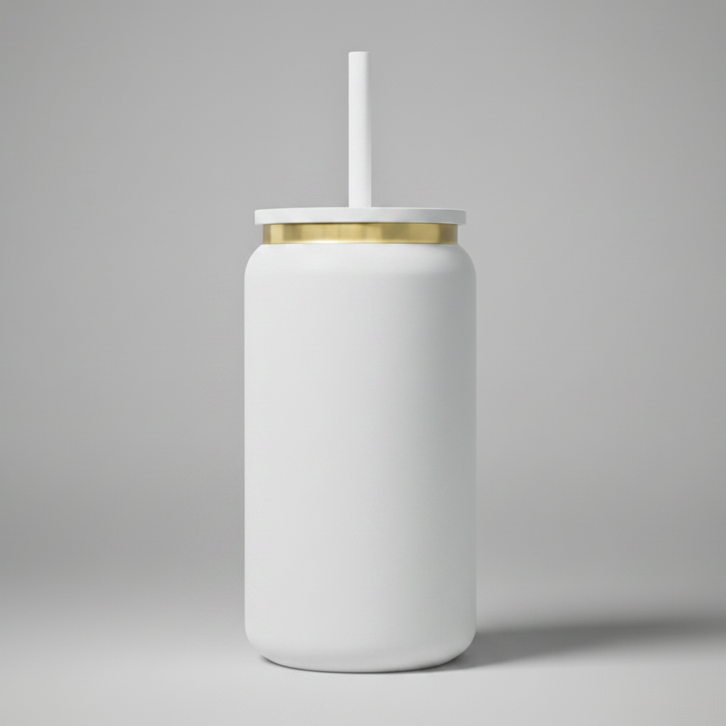 Custom Laser-Engraved 16 oz Gold Plated Tumbler – White