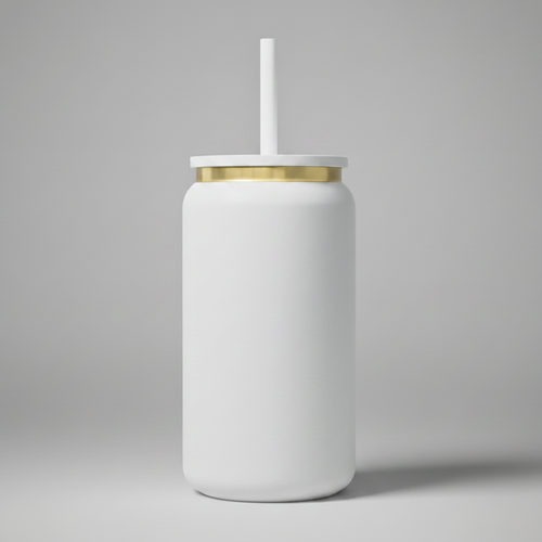 Custom Laser-Engraved 16 oz Gold Plated Tumbler – White