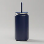 Custom Laser-Engraved 16 oz Mirror Black Plated Tumbler – Navy