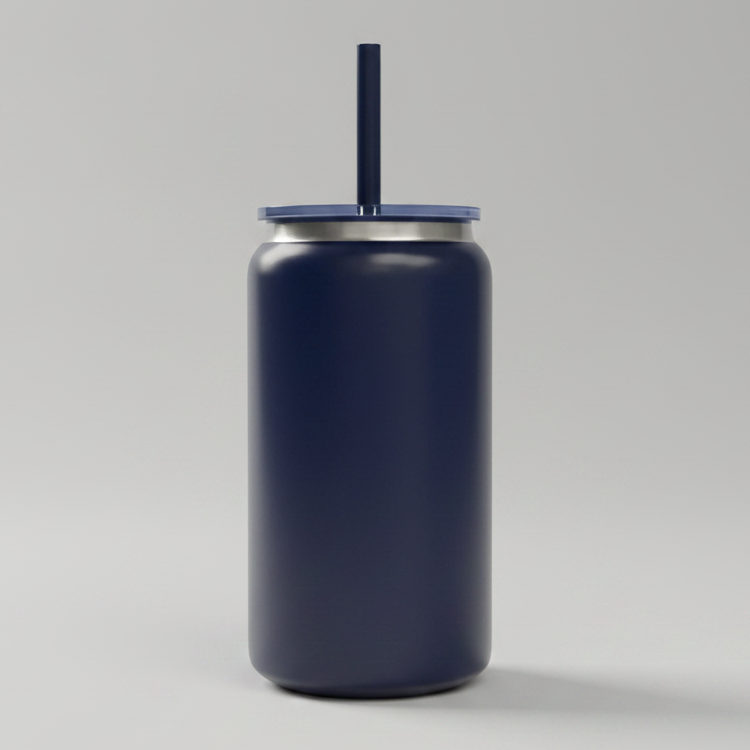 Custom Laser-Engraved 16 oz Mirror Black Plated Tumbler – Navy