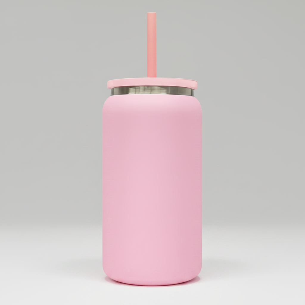 Custom Laser-Engraved 16 oz Mirror Black Plated Tumbler – Pink
