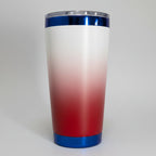 Custom Laser-Engraved 20 oz Blue Plated Tumbler – Ombre Red