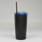 Custom Laser-Engraved 20 oz Blue Plated Tumbler – Black