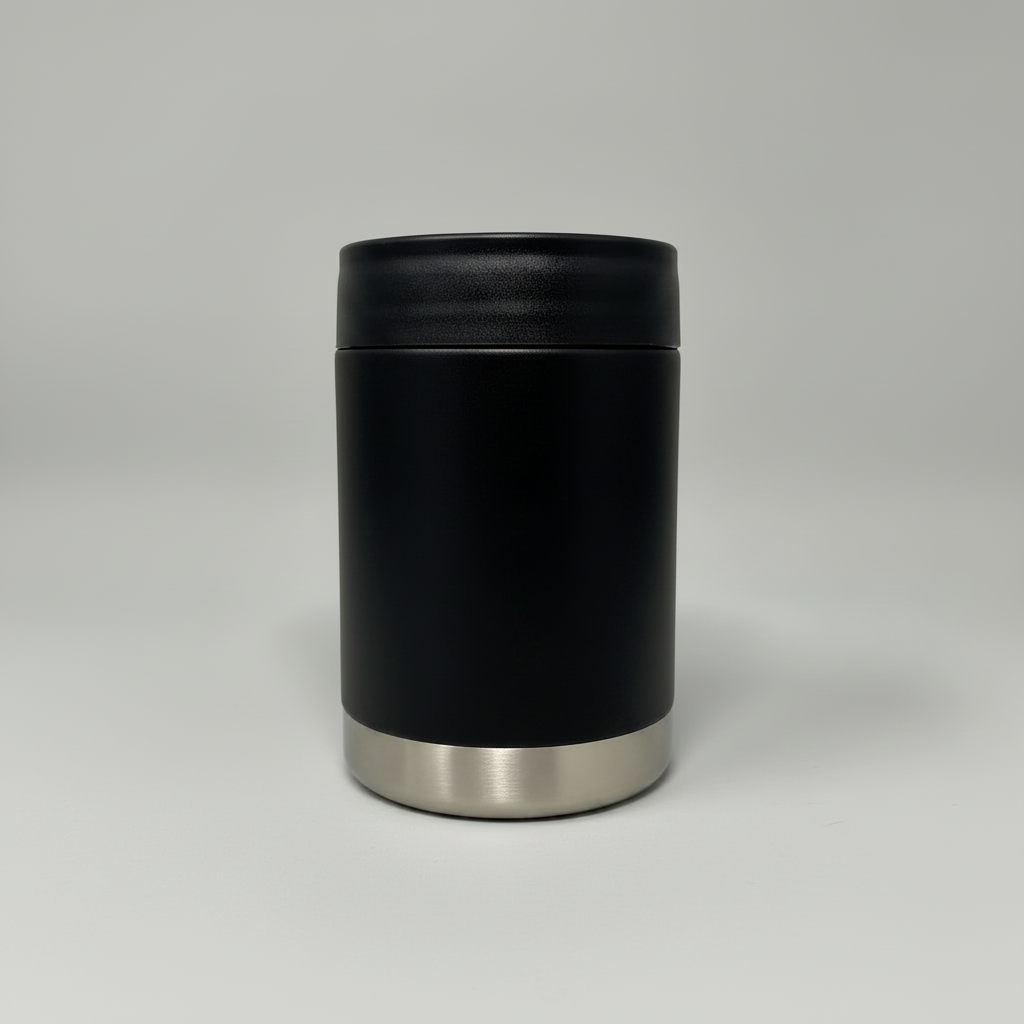 Custom Laser-Engraved 12 oz Can Cooler – Black