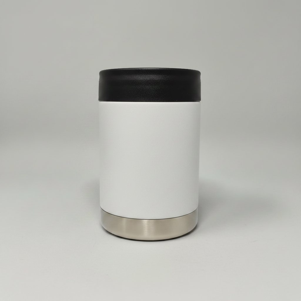 Custom Laser-Engraved 12 oz Can Cooler – White