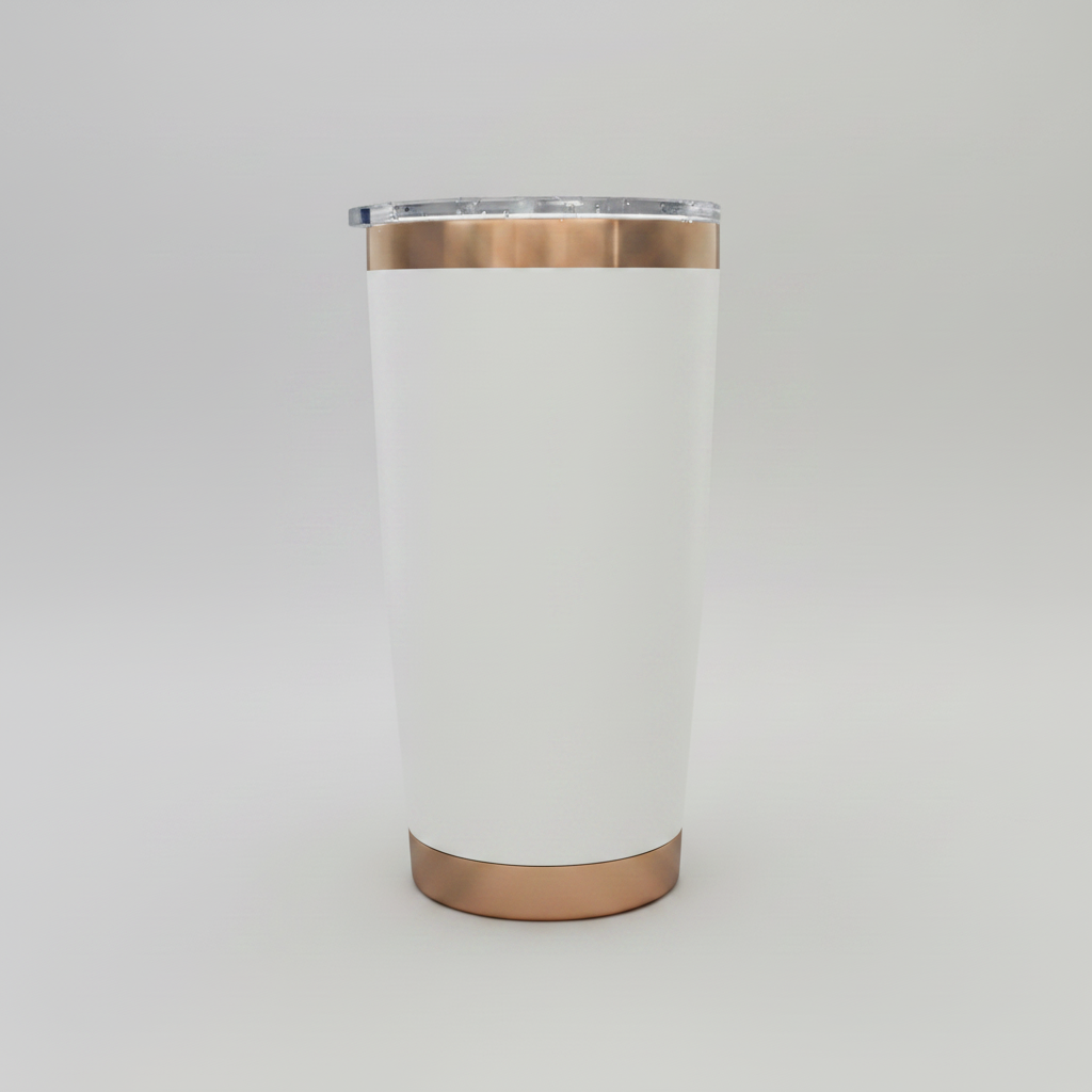 Custom Laser-Engraved 20 oz Copper Plated Tumbler – White