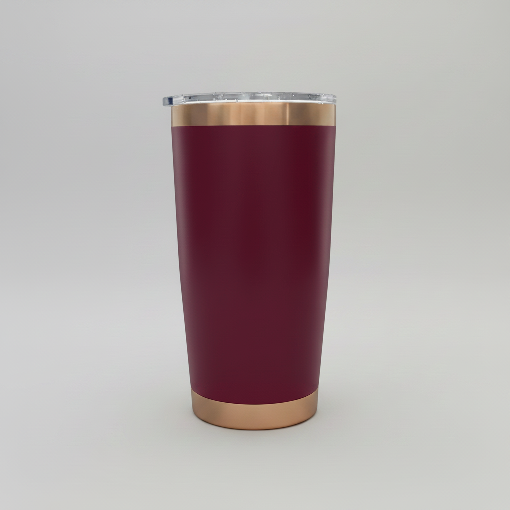 Custom Laser-Engraved 20 oz Copper Plated Tumbler – Maroon
