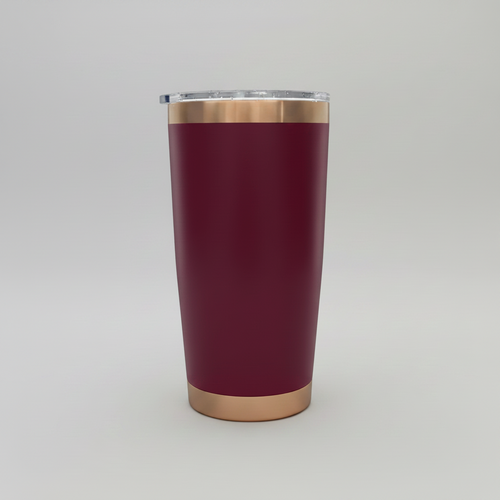 Custom Laser-Engraved 20 oz Copper Plated Tumbler – Maroon