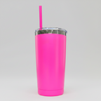 Custom Laser-Engraved 20 oz Mirror Black Plated Tumbler – Hot Pink