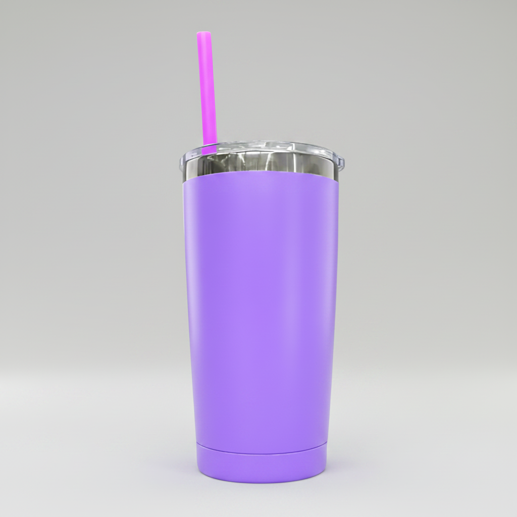 Custom Laser-Engraved 20 oz Mirror Black Plated Tumbler – Purple