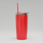Custom Laser-Engraved 20 oz Mirror Black Plated Tumbler – Red