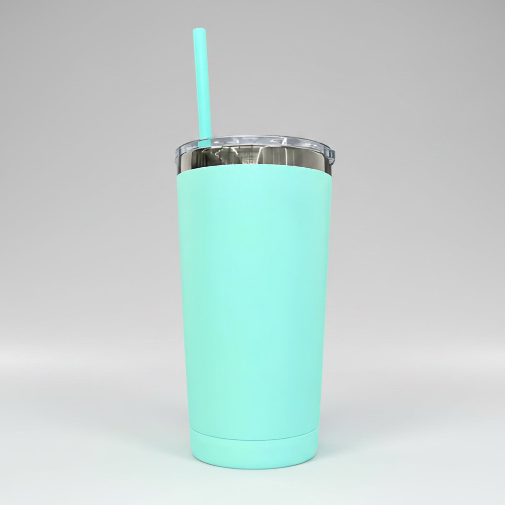 Custom Laser-Engraved 20 oz Mirror Black Plated Tumbler – Turquoise