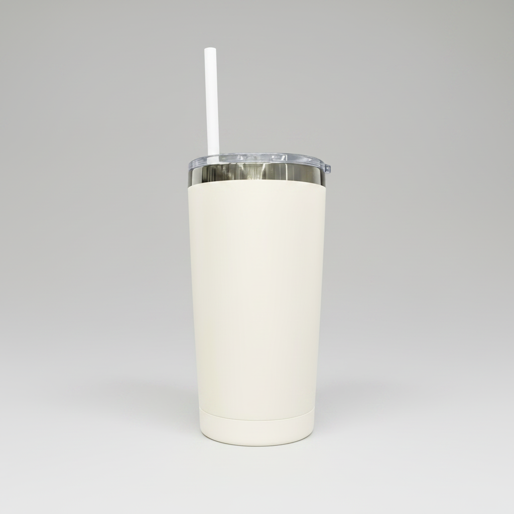 Custom Laser-Engraved 20 oz Mirror Black Plated Tumbler – Cream