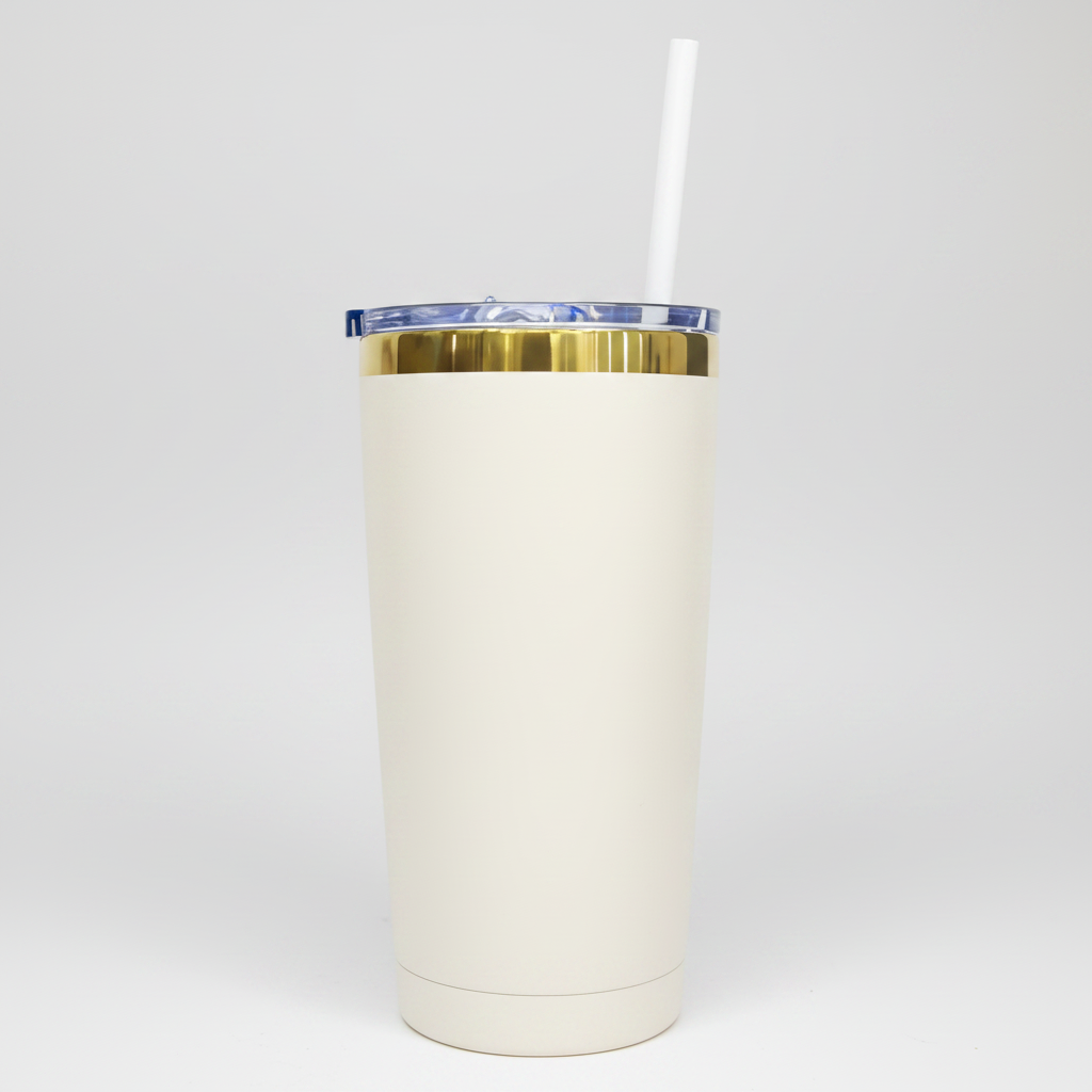 Custom Laser-Engraved 20 oz Mirror Gold Plated Tumbler – Cream