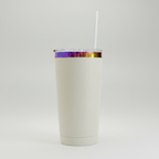 Custom Laser-Engraved 20 oz Rainbow Plated Tumbler – Cream