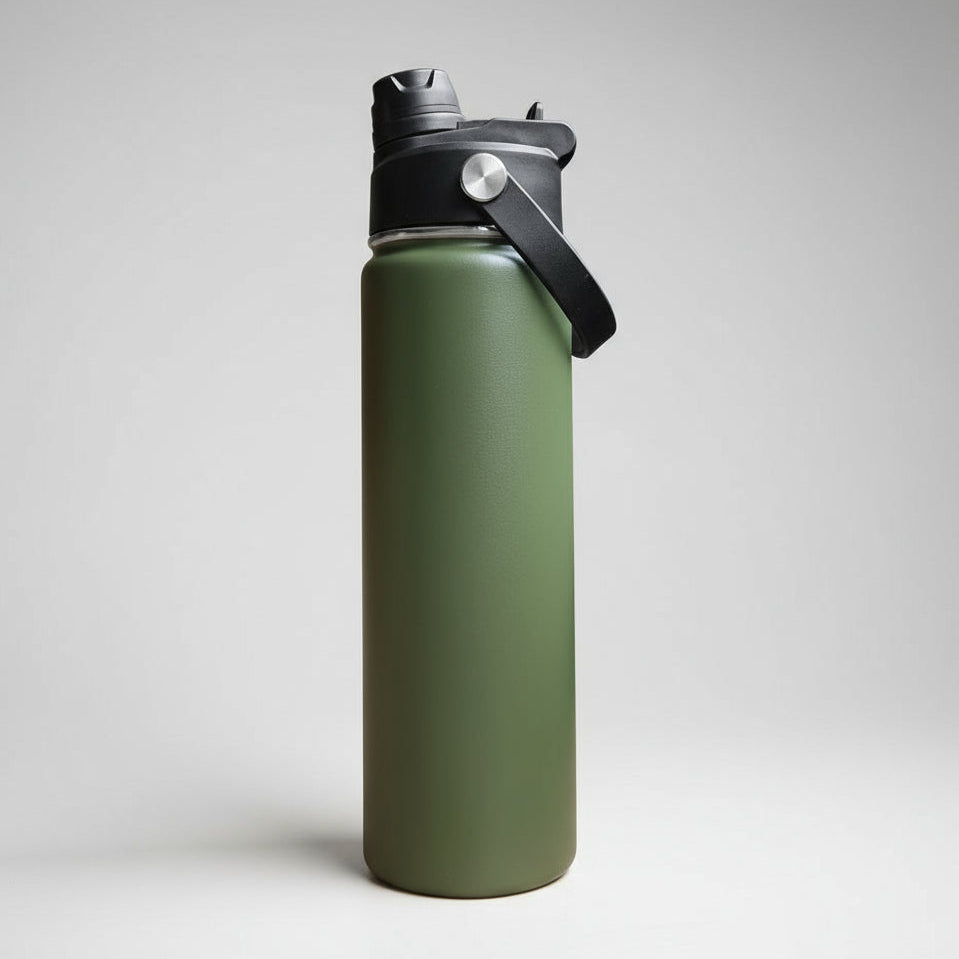 Custom Laser-Engraved 22 oz Sports Water Bottle – Army Green