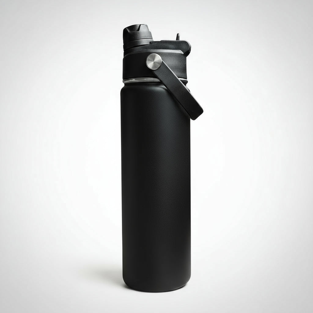 Custom Laser-Engraved 22 oz Sports Water Bottle – Black
