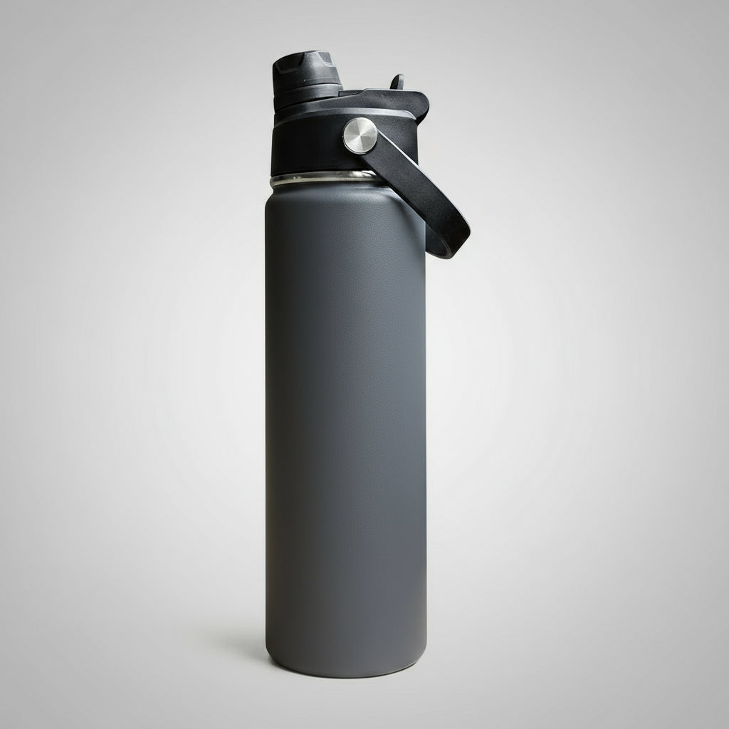 Custom Laser-Engraved 22 oz Sports Water Bottle – Charcoal
