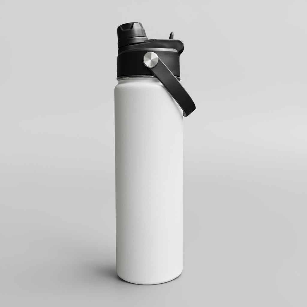 Custom Laser-Engraved 22 oz Sports Water Bottle – White