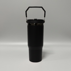 Custom Laser-Engraved 30 oz Black Plated Flip Tumbler – Black