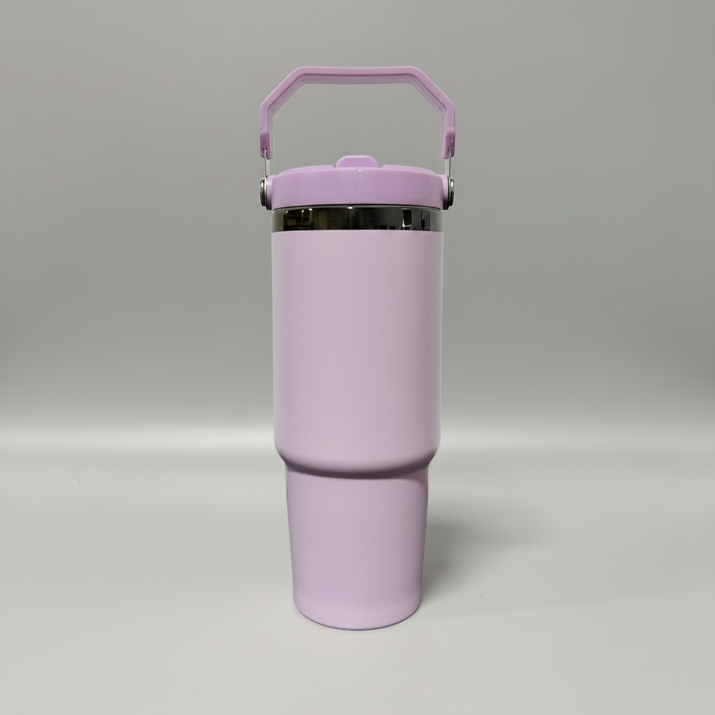 Custom Laser-Engraved 30 oz Black Plated Flip Tumbler – Lavender