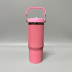 Custom Laser-Engraved 30 oz Black Plated Flip Tumbler – Pink