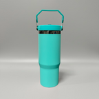 Custom Laser-Engraved 30 oz Black Plated Flip Tumbler – Turquoise