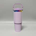 Custom Laser-Engraved 30 oz Rainbow Plated Flip Tumbler – Lavender