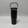 Custom Laser-Engraved 30 oz Rainbow Plated Flip Tumbler – Black