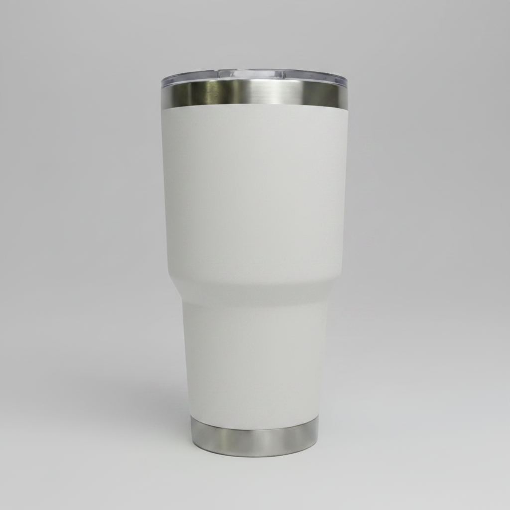 Custom Laser-Engraved 30 oz Stainless Tumbler – White