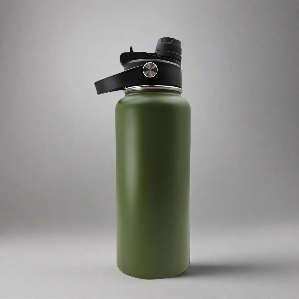 Custom Laser-Engraved 32 oz Sports Water Bottle – Army Green