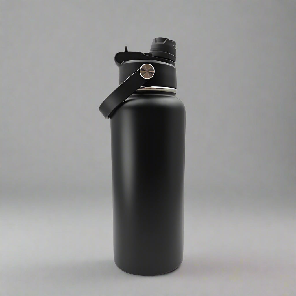 Custom Laser-Engraved 32 oz Sports Water Bottle – Black