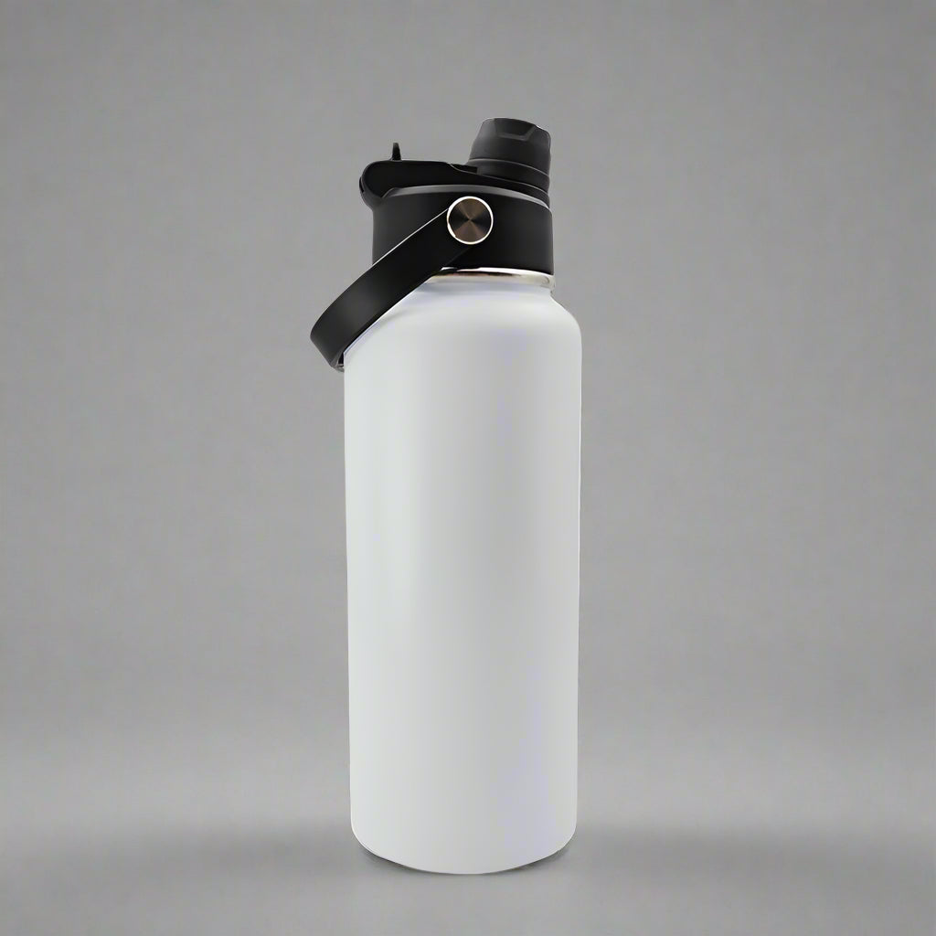 Custom Laser-Engraved 32 oz Sports Water Bottle – White