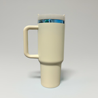 Custom Laser-Engraved 40 oz Blue Plated Tumbler – Cream