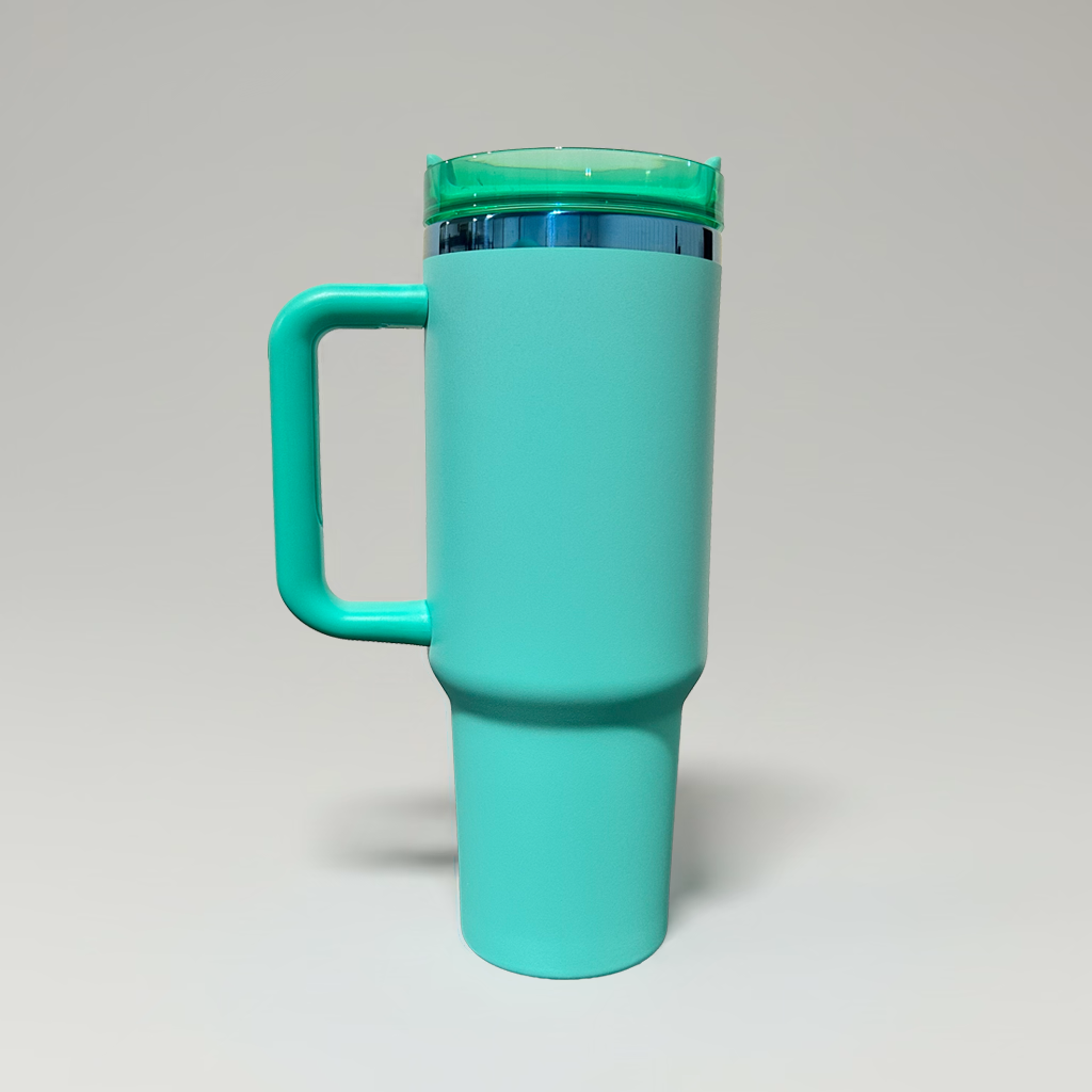 Custom Laser-Engraved 40 oz Blue Plated Tumbler – Turquoise