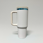 Custom Laser-Engraved 40 oz Blue Plated Tumbler – White