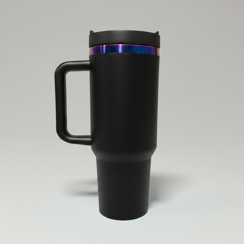 Custom Laser-Engraved 40 oz Chroma Plated Tumbler – Black