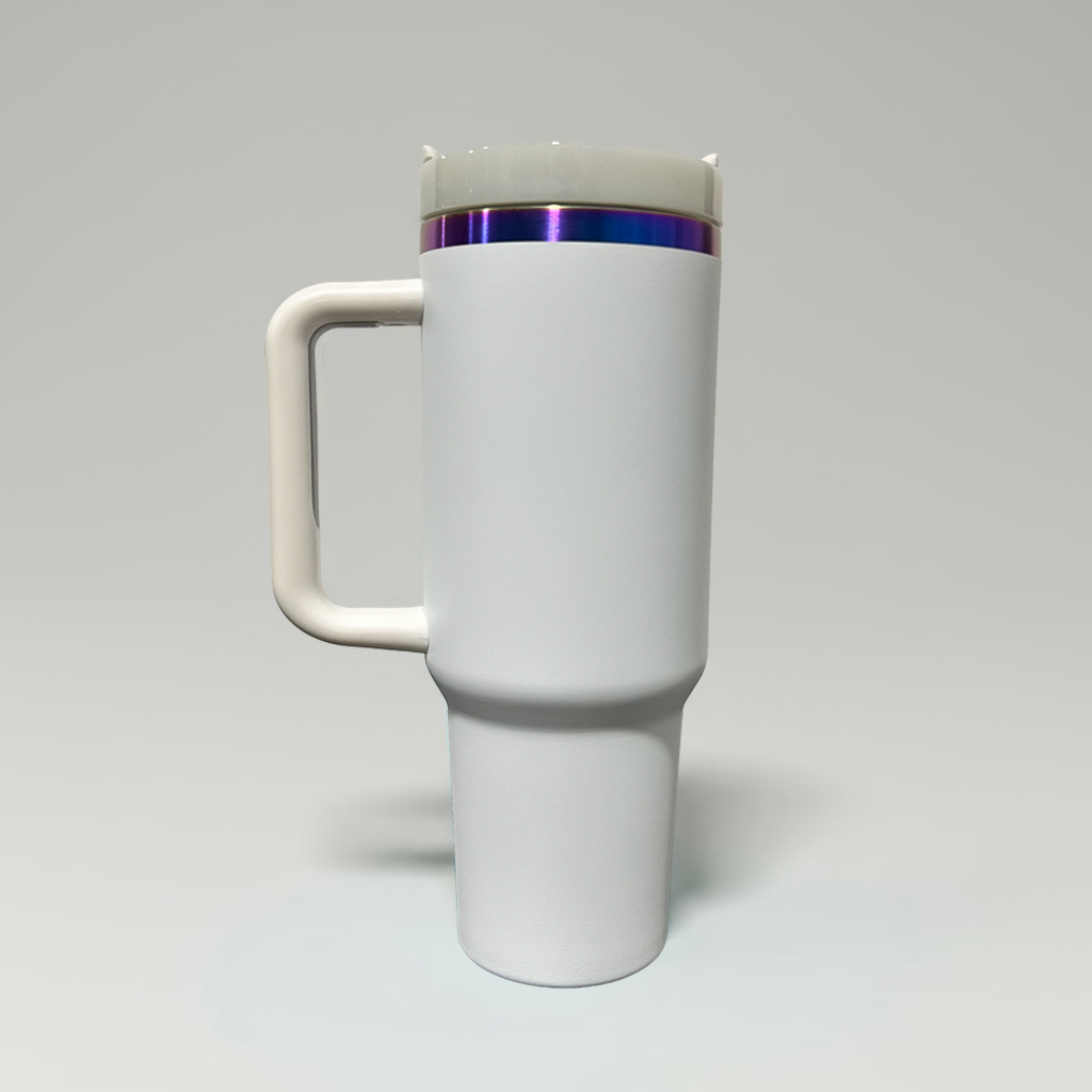 Custom Laser-Engraved 40 oz Chroma Plated Tumbler – White
