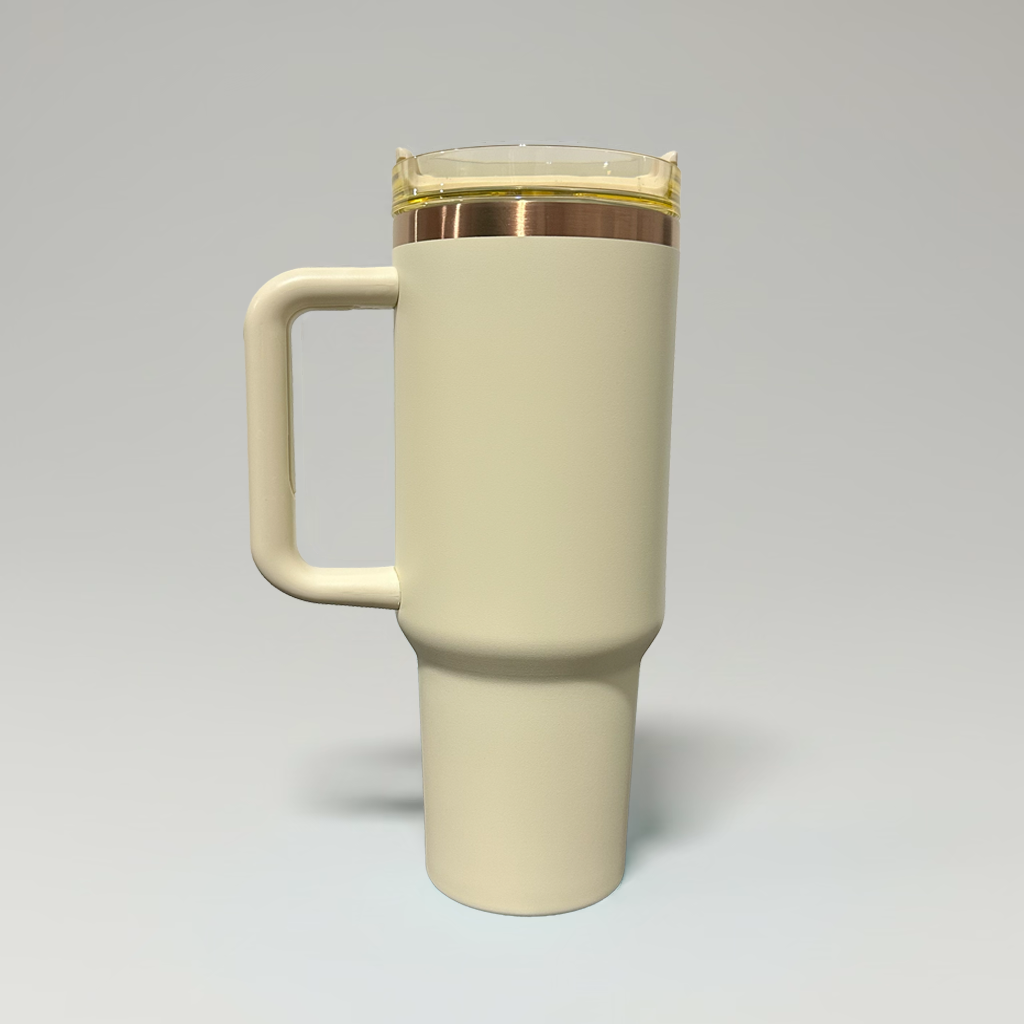 Custom Laser-Engraved 40 oz Copper Plated Tumbler – Cream