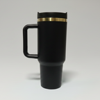 Custom Laser-Engraved 40 oz Gold Plated Tumbler – Black