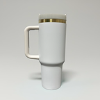 Custom Laser-Engraved 40 oz Gold Plated Tumbler – White