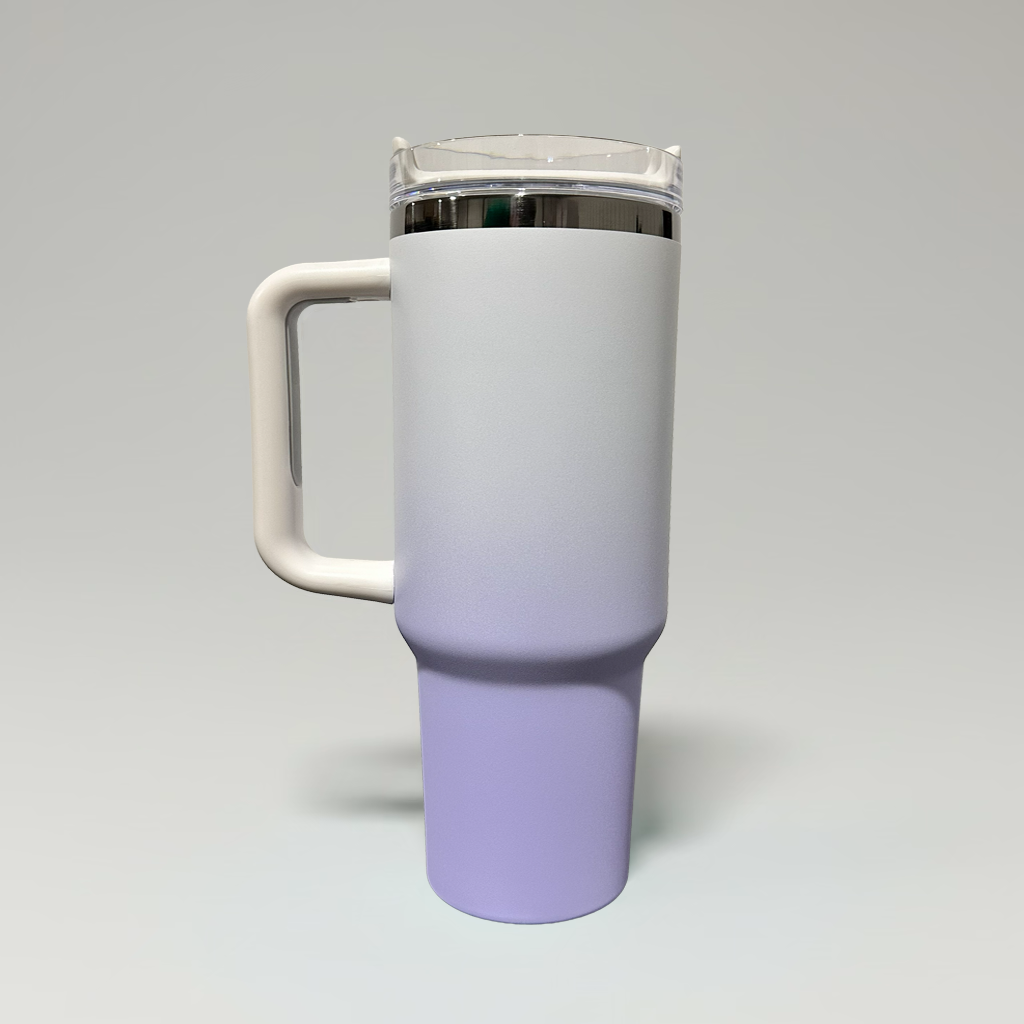 Custom Laser-Engraved 40 oz Mirror Black Plated Tumbler – Ombre Lavender