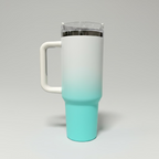 Custom Laser-Engraved 40 oz Mirror Black Plated Tumbler – Ombre Turquoise